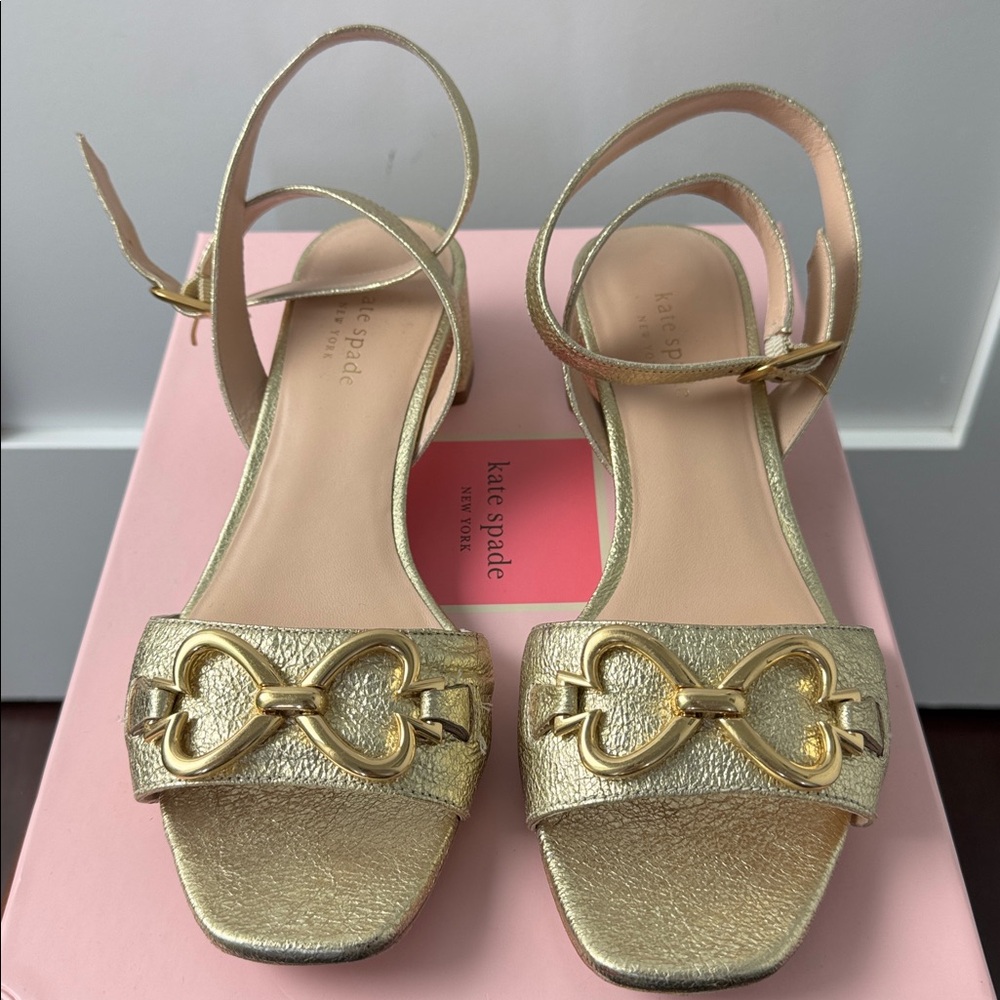 Kate Spade Metallic Gold Bow Sandals